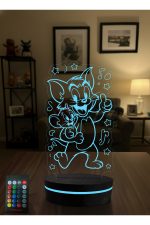Tom ve Jerry 3D LED Gece Lambası – Kumandalı RGB Dekoratif Masa Lambası – Çocuk Odası Işıklı Lamba - Görsel 2