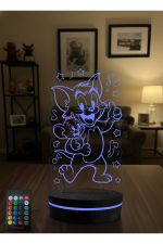 Tom ve Jerry 3D LED Gece Lambası – Kumandalı RGB Dekoratif Masa Lambası – Çocuk Odası Işıklı Lamba - Görsel 3