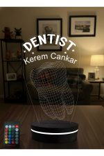 Kişiye Özel İsimli Diş Hekimi Gece Lambası - 3D Diş Tasarımlı LED Lamba - Dişçi Hediyesi