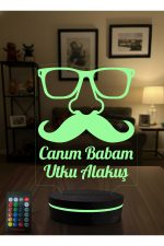 Kişiye Özel İsimli Canım Babam 3D Led Gece Lambası - 16 Renk Kumandalı Babaya Doğum Günü - Görsel 4