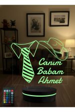 Kişiye Özel İsimli Canım Babam Tasarımlı 16 Renkli 3D Gece Lambası - Babalar Günü Hediyesi - Görsel 4