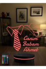 Kişiye Özel İsimli Canım Babam Tasarımlı 16 Renkli 3D Gece Lambası - Babalar Günü Hediyesi - Görsel 5