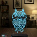 Bilge Baykuş 3D LED Gece Lambası - Ofis ve Çalışma Masası Hediyesi 16 Renk Kumandalı