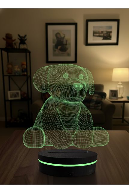 Sevgiliye ve Çocuklara Hediye 3 Boyutlu Köpek Lamba - RGB LED Dekoratif Aydınlatma