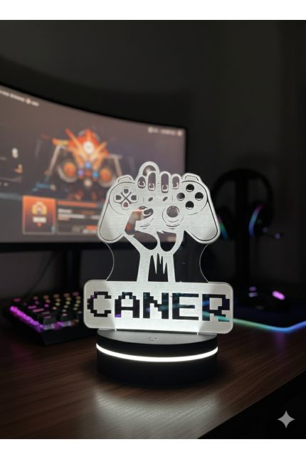 Kişiye Özel LED Işıklı Gaming Masa Lambası – İsim Yazılı Oyuncu Gece Lambası