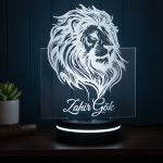 Kişiye Özel İsim Yazılı Aslan 3D LED Gece Lambası - Sevgiliye ve Erkeğe Hediye 16 Renk Kumandalı
