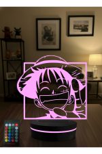 One Piece Luffy 3D LED Gece Lambası RGB Kumandalı Anime Masa Lambası Dekoratif Gece Işığı - Görsel 6