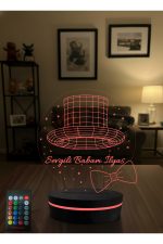 Kişiye Özel Babaya Hediye 3D LED Gece Lambası İsimli RGB Kumandalı Adaptörlü - Görsel 5
