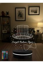 Kişiye Özel Babaya Hediye 3D LED Gece Lambası İsimli RGB Kumandalı Adaptörlü