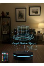 Kişiye Özel Babaya Hediye 3D LED Gece Lambası İsimli RGB Kumandalı Adaptörlü - Görsel 2