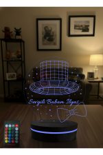 Kişiye Özel Babaya Hediye 3D LED Gece Lambası İsimli RGB Kumandalı Adaptörlü - Görsel 3