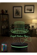 Kişiye Özel Babaya Hediye 3D LED Gece Lambası İsimli RGB Kumandalı Adaptörlü - Görsel 4