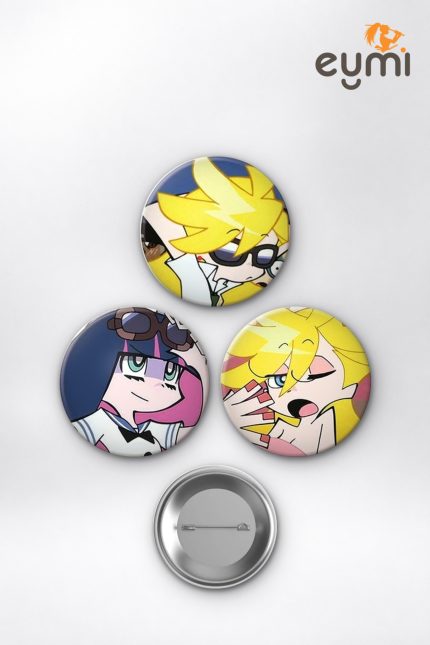 Panty & Stocking Pop Gözlüklü Modası Çanta Süsü Rozet İğneli Buton Rozet Seti 58 mm (3’lü) - Kişiye Özel 3D LED Gece Lambası & Hediye | Eymi