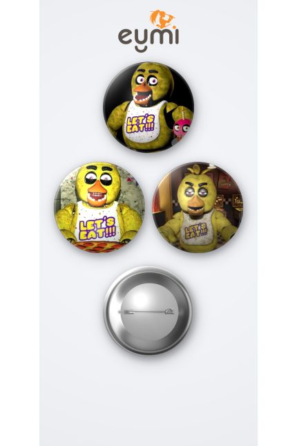 Five Nights at Freddy’s Oyunu Chica The Chicken Oyun 3’lü Metal Rozet Seti 58mm İğneli Buton Çanta Yaka Rozeti - Kişiye Özel 3D LED Gece Lambası & Hediye | Eymi