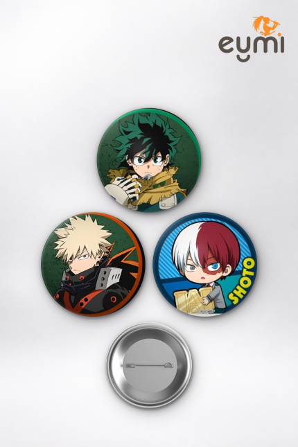 My Hero Academia Deku Bakugo Todoroki Çanta Süsü Rozet İğneli Buton Rozet Seti 58 mm (3’lü) - Kişiye Özel 3D LED Gece Lambası & Hediye | Eymi