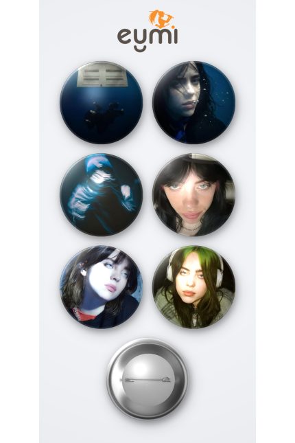 Billie Eilish 6'lı Metal Rozet Seti 58mm İğneli Buton Çanta Yaka Rozeti - 58mm Metal İğneli Buton Rozet | Eymi