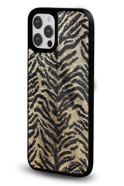 iPhone 11 Uyumlu Altın Zebra Dokusu Desenli Parlak Telefon Kılıfı - Kişiye Özel 3D LED Gece Lambası & Hediye | Eymi