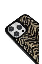 iPhone 16 Uyumlu Altın Zebra Dokusu Desenli Parlak Telefon Kılıfı - Görsel 3