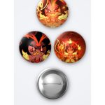 Cookie Run Kingdom Burning Spice Cookie 3'lü Metal Rozet Seti 58mm İğneli Buton Çanta Yaka Rozeti