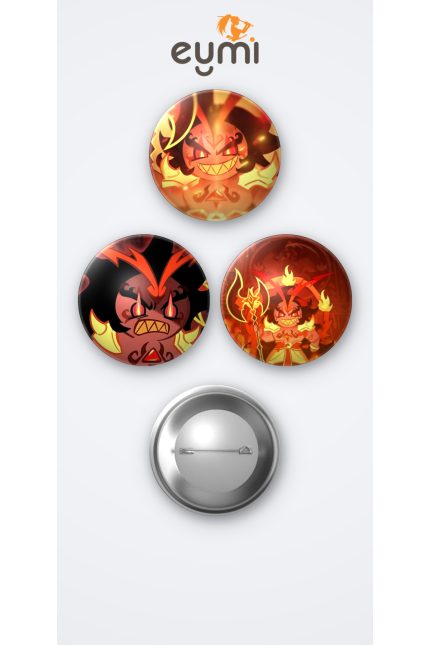Cookie Run Kingdom Burning Spice Cookie 3'lü Metal Rozet Seti 58mm İğneli Buton Çanta Yaka Rozeti - 58mm Metal İğneli Buton Rozet | Eymi