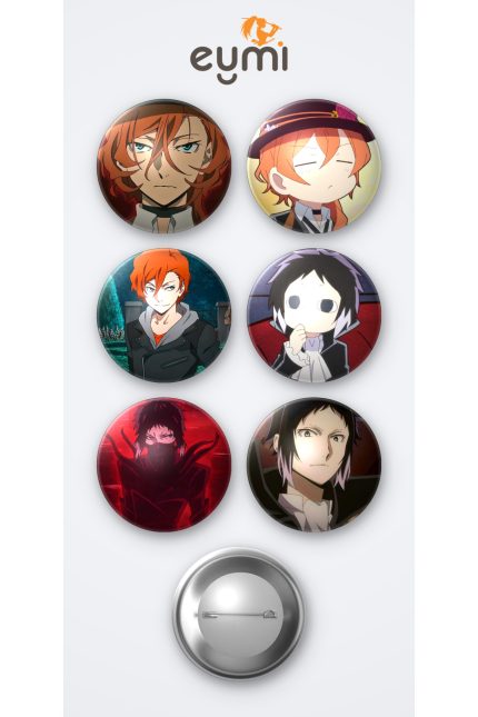 Bungou Stray Dogs Chuya Anime ve Akutagawa Anime 6'lı Metal Rozet Seti 58mm İğneli Buton Çanta Yaka Rozeti - 58mm Metal İğneli Buton Rozet | Eymi