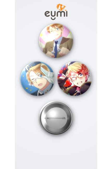 Hetalia America 3'lü Metal Rozet Seti 58mm İğneli Buton Çanta Yaka Rozeti - 58mm Metal İğneli Buton Rozet | Eymi