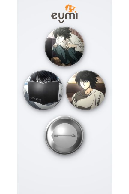 Death Note Animesi L Anime 3'lü Metal Rozet Seti 58mm İğneli Buton Çanta Yaka Rozeti - 58mm Metal İğneli Buton Rozet | Eymi