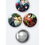 The Ensemble Stars Mika Kagehira 3'lü Metal Rozet Seti 58mm İğneli Buton Çanta Yaka Rozeti