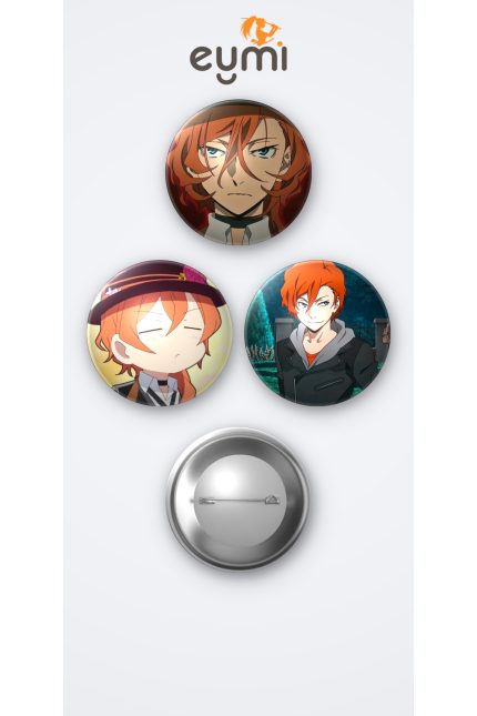 Bungou Stray Dogs Animesi Chuya Anime 3'lü Metal Rozet Seti 58mm İğneli Buton Çanta Yaka Rozeti - 58mm Metal İğneli Buton Rozet | Eymi