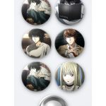 Death Note L Anime ve L , Light ve Misa Anime 6'lı Metal Rozet Seti 58mm İğneli Buton Çanta Yaka Rozeti