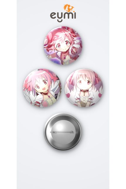 Madoka Magica Animesi Madoka Kaname Anime 3'lü Metal Rozet Seti 58mm İğneli Buton Çanta Yaka Rozeti - 58mm Metal İğneli Buton Rozet | Eymi