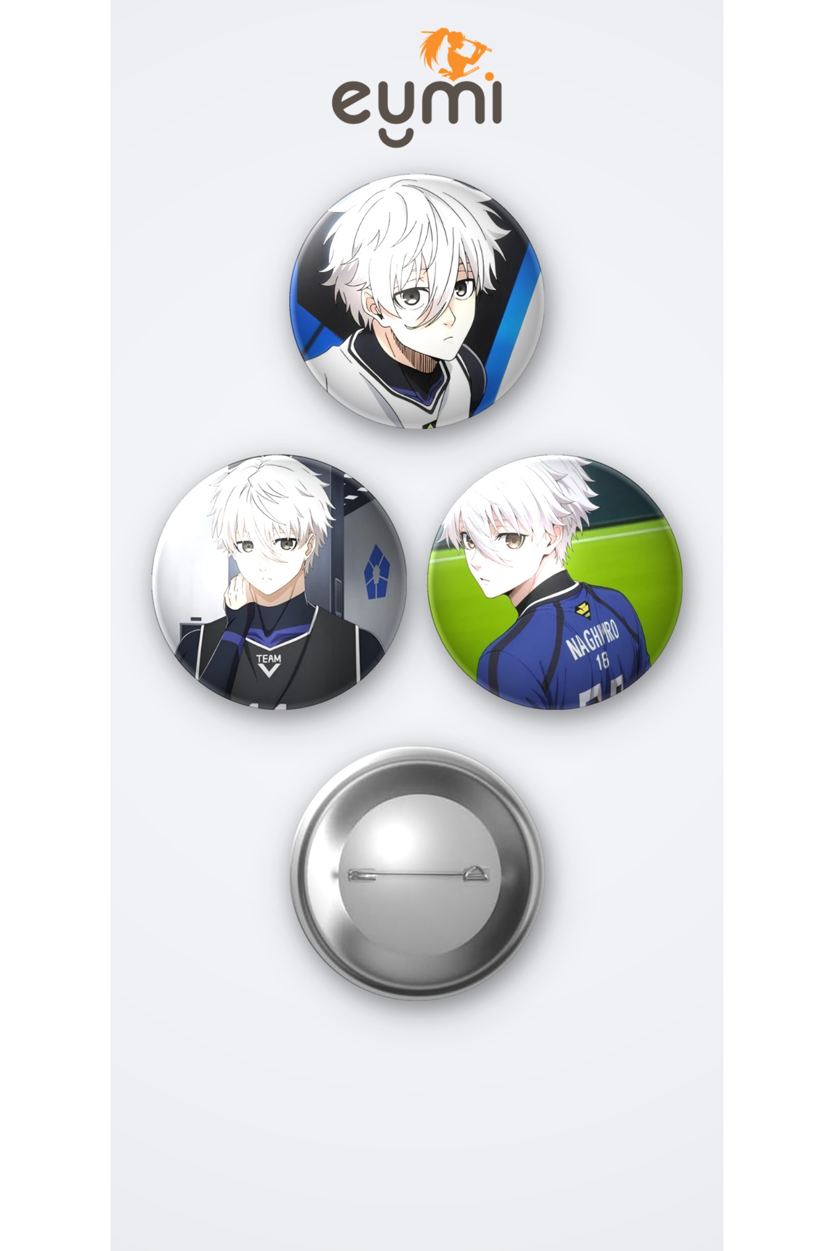 Blue Lock Animesi Nagi 3'lü Metal Rozet Seti 58mm İğneli Buton Çanta Yaka Rozeti - 58mm Metal İğneli Buton Rozet | Eymi Blue Lock Animesi Nagi 3'lü Metal Rozet Seti 58mm İğneli Buton Çanta Yaka Rozeti - 58mm Metal İğneli Buton Rozet | Eymi