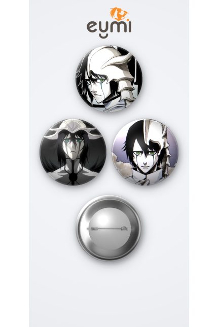 Bleach Animesi Ulquiorra Schiffer 3'lü Metal Rozet Seti 58mm İğneli Buton Çanta Yaka Rozeti - 58mm Metal İğneli Buton Rozet | Eymi
