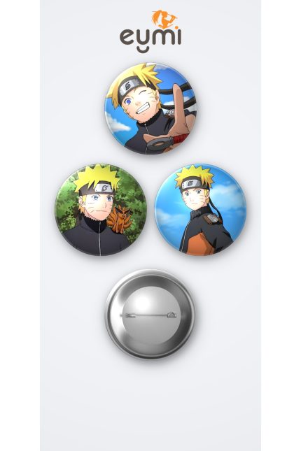 Naruto Animesi Naruto Uzumaki 3'lü Metal Rozet Seti 58mm İğneli Buton Çanta Yaka Rozeti - 58mm Metal İğneli Buton Rozet | Eymi