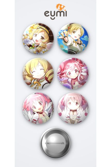 Madoka Magica Mami Tomoe Anime ve Madoka Kaname Anime 6'lı Metal Rozet Seti 58mm İğneli Buton Çanta Yaka Rozeti - 58mm Metal İğneli Buton Rozet | Eymi
