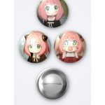 Spy × Family Anya Forger 3'lü Metal Rozet Seti 58mm İğneli Buton Çanta Yaka Rozeti