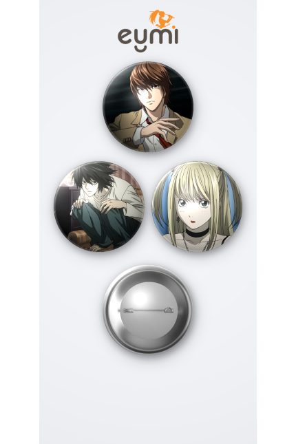 Death Note Animesi L , Light ve Misa Anime 3'lü Metal Rozet Seti 58mm İğneli Buton Çanta Yaka Rozeti - 58mm Metal İğneli Buton Rozet | Eymi