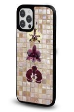 iPhone 17 Pro Max Uyumlu Mozaik Orkide Desenli Parlak Telefon Kılıfı - Görsel 2