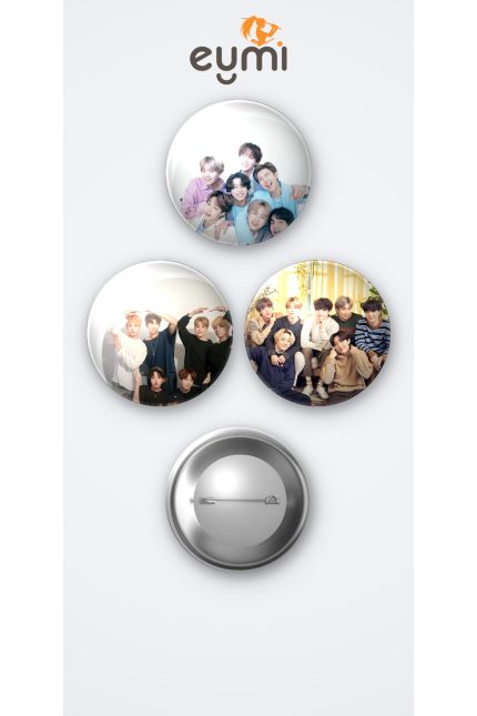 BTS Kpop Grubu 3'lü Metal Rozet Seti 58mm İğneli Buton Çanta Yaka Rozeti - 58mm Metal İğneli Buton Rozet | Eymi