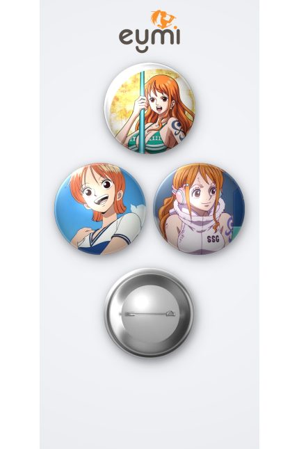 One Piece Nami 3'lü Metal Rozet Seti 58mm İğneli Buton Çanta Yaka Rozeti - 58mm Metal İğneli Buton Rozet | Eymi