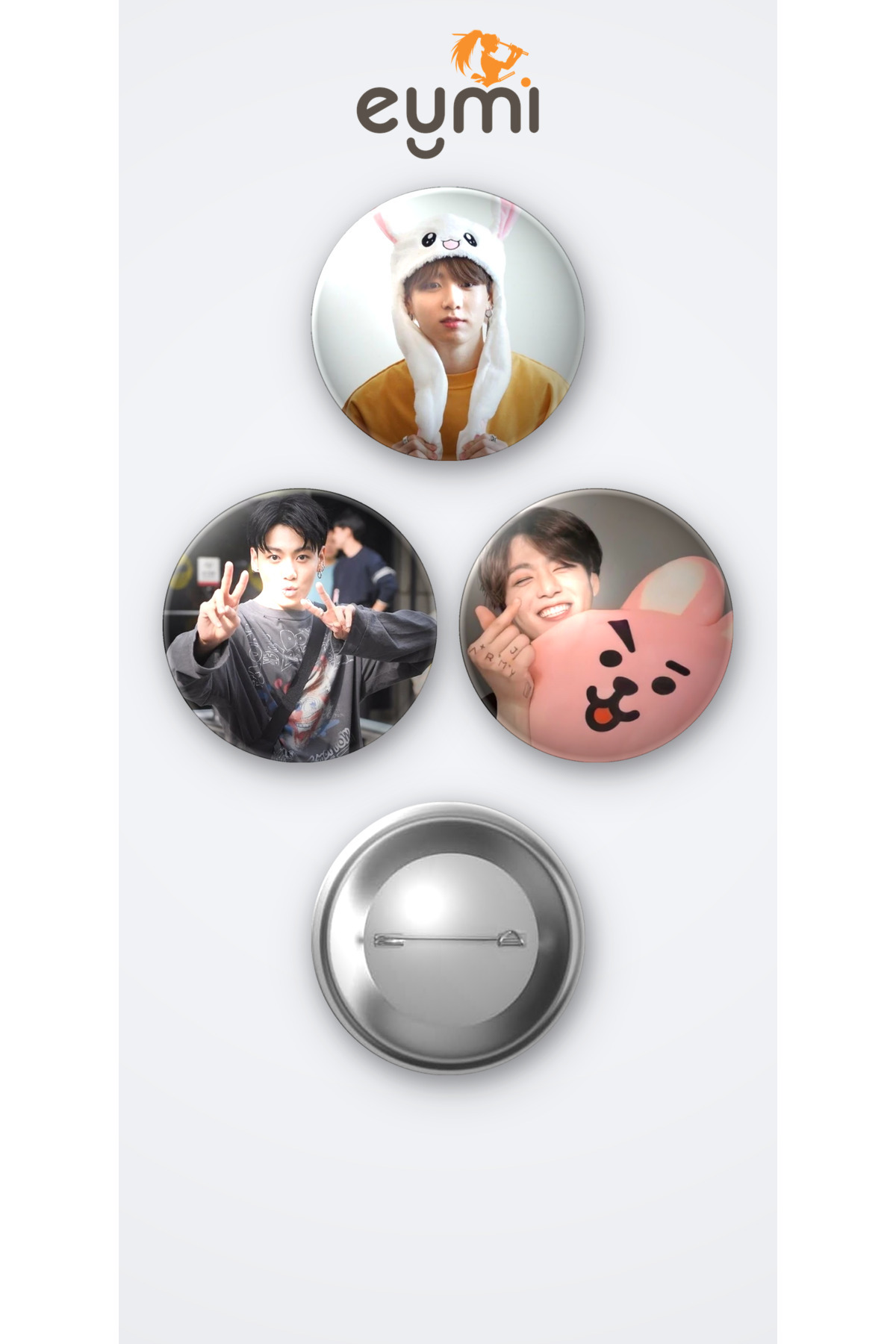 BTS Jeon Jungkook 3'lü Metal Rozet Seti 58mm İğneli Buton Çanta Yaka Rozeti - 58mm Metal İğneli Buton Rozet | Eymi BTS Jeon Jungkook 3'lü Metal Rozet Seti 58mm İğneli Buton Çanta Yaka Rozeti - 58mm Metal İğneli Buton Rozet | Eymi