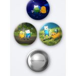 Adventure Time 3'lü Metal Rozet Seti 58mm İğneli Buton Çanta Yaka Rozeti