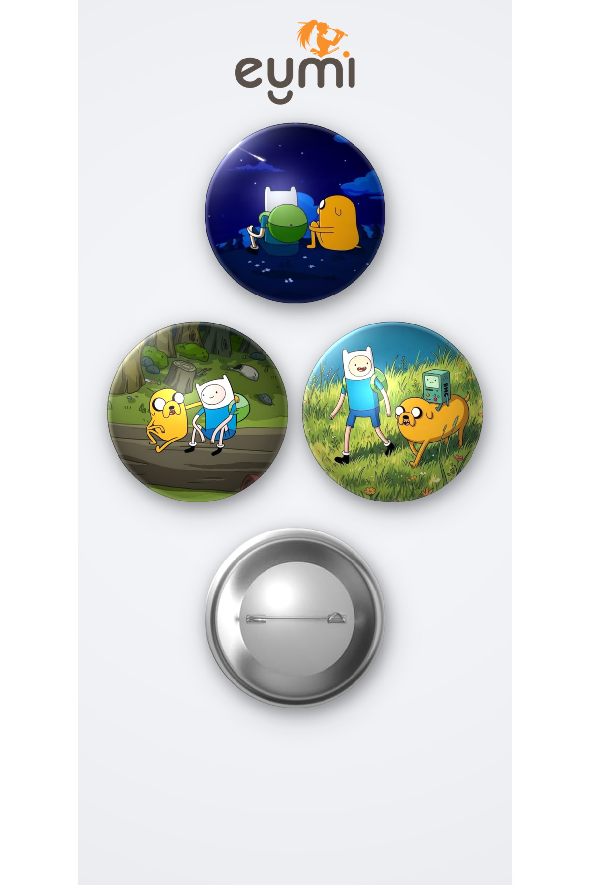 Adventure Time 3'lü Metal Rozet Seti 58mm İğneli Buton Çanta Yaka Rozeti - 58mm Metal İğneli Buton Rozet | Eymi Adventure Time 3'lü Metal Rozet Seti 58mm İğneli Buton Çanta Yaka Rozeti - 58mm Metal İğneli Buton Rozet | Eymi