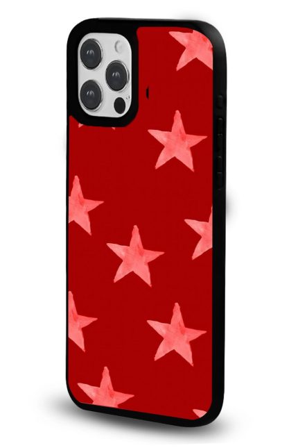 iPhone 16 Uyumlu Kırmızı Yıldızlar Desenli Parlak Telefon Kılıfı - Kişiye Özel 3D LED Gece Lambası & Hediye | Eymi