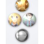 Your Lie in April Kaori Miyazono ve Kōsei Arima 3'lü Metal Rozet Seti 58mm İğneli Buton Çanta Yaka Rozeti