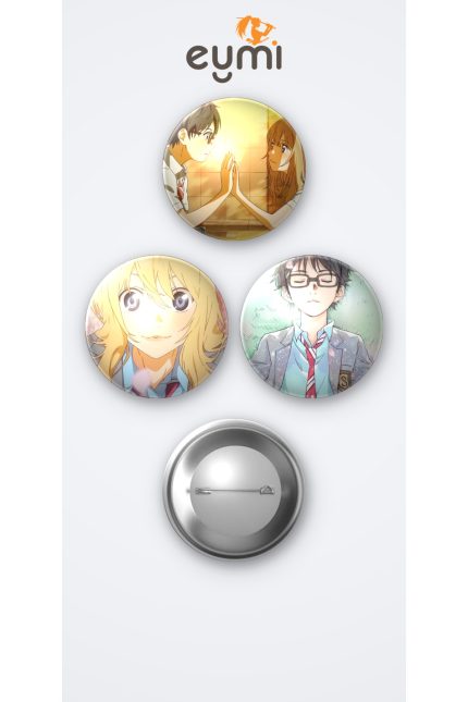 Your Lie in April Kaori Miyazono ve Kōsei Arima 3'lü Metal Rozet Seti 58mm İğneli Buton Çanta Yaka Rozeti - 58mm Metal İğneli Buton Rozet | Eymi