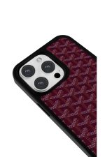 iPhone 12 Pro Max Uyumlu Bordo Chevron Doku Desenli Parlak Telefon Kılıfı - Görsel 3