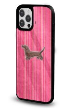iPhone 17 Pro Max Uyumlu Pembe Çizgili Sosis Köpek Desenli Parlak Telefon Kılıfı - Görsel 2