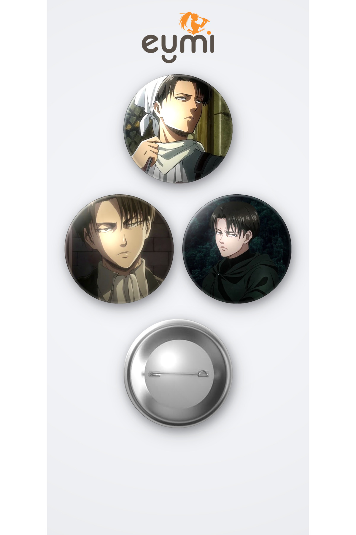 Attack on Titan ( Titana Saldırı) Animesi Levi Ackerman Anime 3'lü Metal Rozet Seti 58mm İğneli Buton Çanta Yaka Rozeti - 58mm Metal İğneli Buton Rozet | Eymi Attack on Titan ( Titana Saldırı) Animesi Levi Ackerman Anime 3'lü Metal Rozet Seti 58mm İğneli Buton Çanta Yaka Rozeti - 58mm Metal İğneli Buton Rozet | Eymi