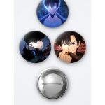 Solo Leveling Sung Jin woo 3'lü Metal Rozet Seti 58mm İğneli Buton Çanta Yaka Rozeti